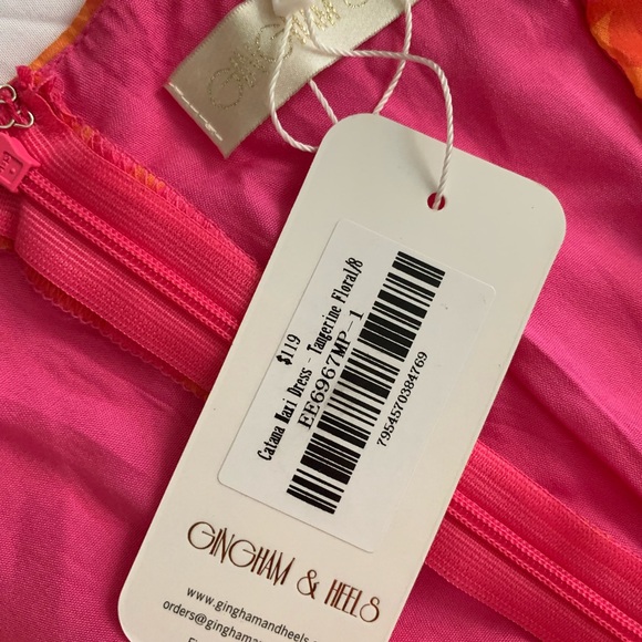 Gingham and Heels Catana Maxi Dress in tangerine floral! Size 4 - Picture 3 of 5